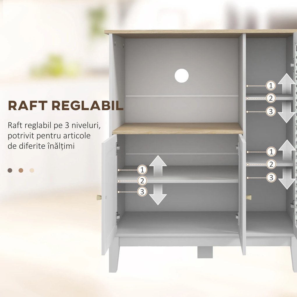 HOMCOM Dulap pentru Microunde cu Dulap Inferior și Rafturi Laterale din Lemn Alb | Aosom Romania