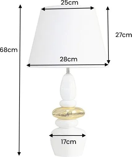 Lampa de masa decorativa STONES OF ZEN 70cm auriu alb