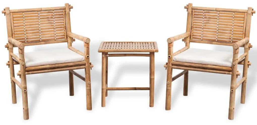 41892 vidaXL Set mobilier de exterior cu masă laterală și perne, bambus