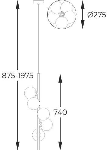 Lustră pe cablu Zuma Line P0574-05E-F7AA ARCTURUS 5xG9/4W/230V auriu
