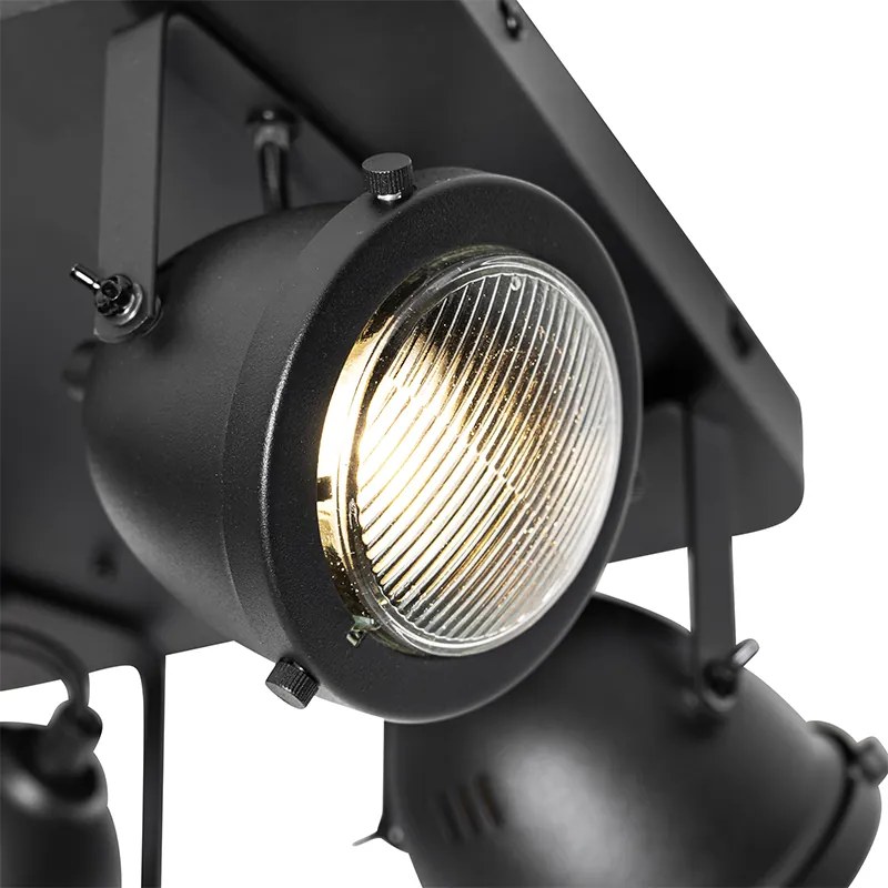 Spotlight industrial negru cu 4 lumini - Emado