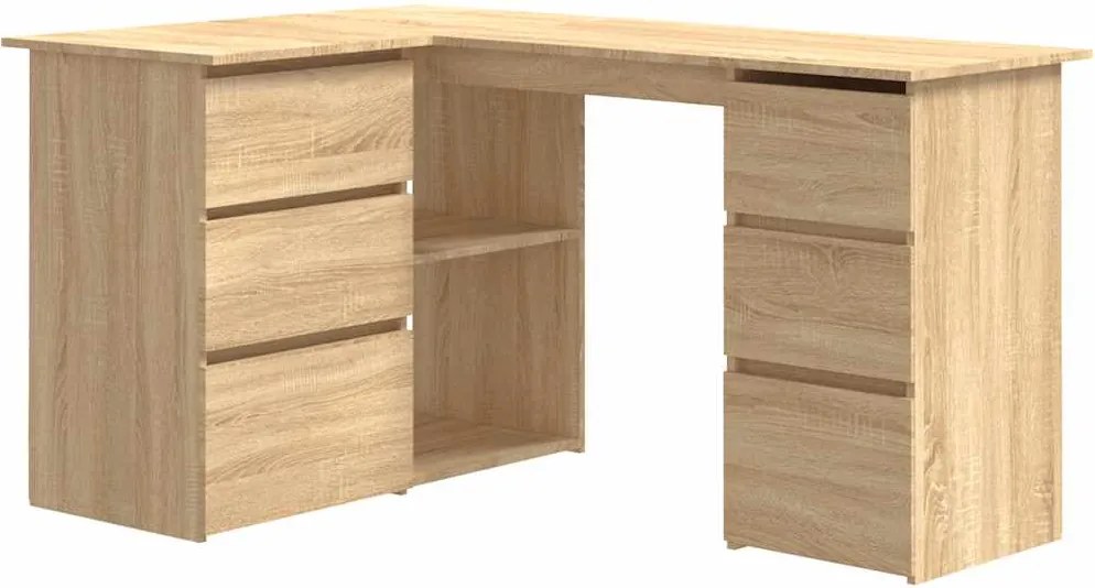 vidaXL Birou de colț, stejar sonoma, 145x100x76 cm, lemn prelucrat