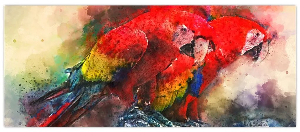 Tablou - Papagali roșii ara (120x50 cm)
