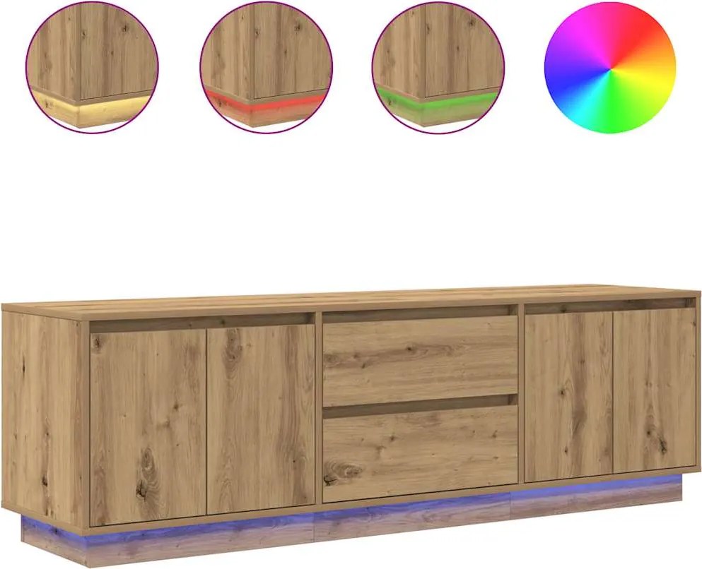 vidaXL Dulap TV cu lumini LED Artisan Stejar 160,5x41x50 cm