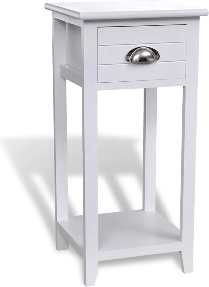 vidaXL Noptieră cu 1 sertar, alb