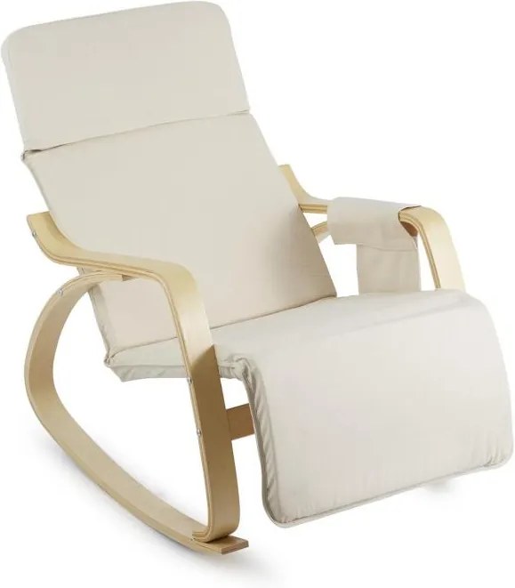 OneConcept Beutlin, scaun balansoar 68X90X97 CM (LxÎxA), mesteacăn, lemn, bej