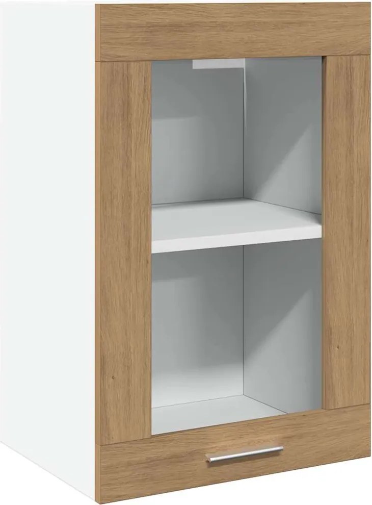 vidaXL Dulap de sticlă suspendat “Lyon”, stejar artizanal, 40x31x60 cm