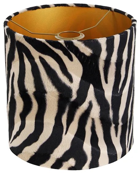 Abajur din catifea cu imprimeu zebra 25/25/25 interior auriu