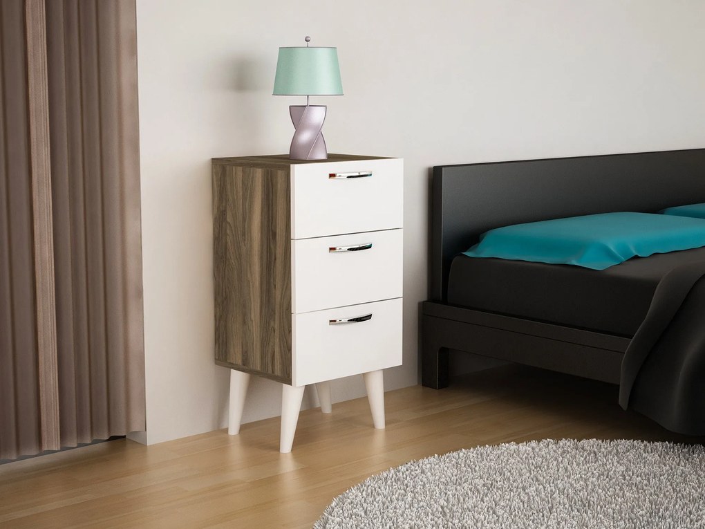 Noptieră Bellini v3 - White, Walnut