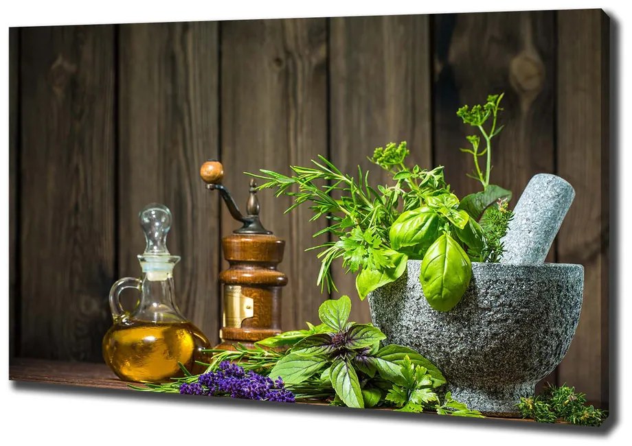 Tablou canvas Ierburi într-un mojar
