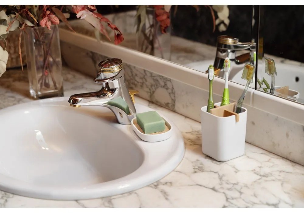 Organizator pentru baie Compactor Ecologic, 8,4 x 7,8 cm, alb