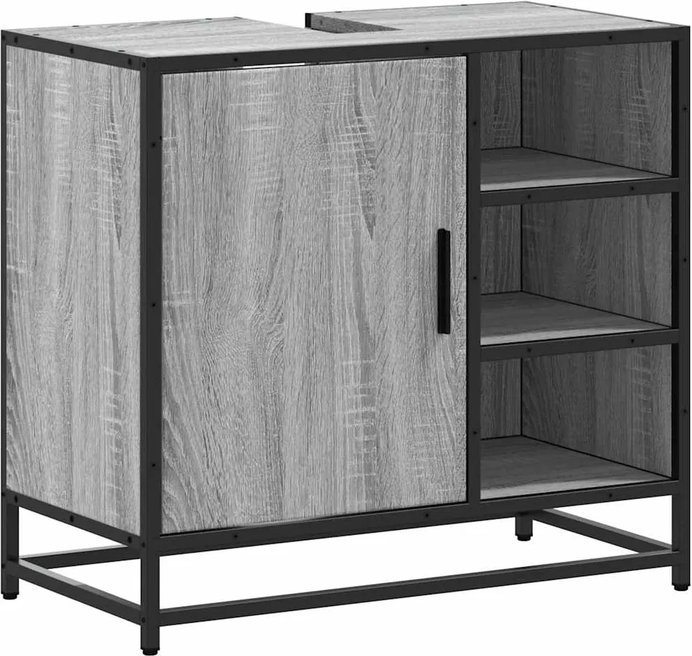 vidaXL Dulap pentru chiuvetă de baie gri Sonoma 65x33x60 cm lemn
