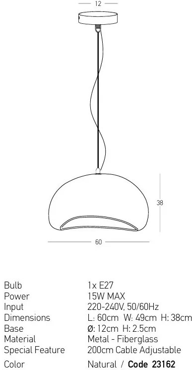 Lustra design modern decorativ FIBERGLASS 60cm