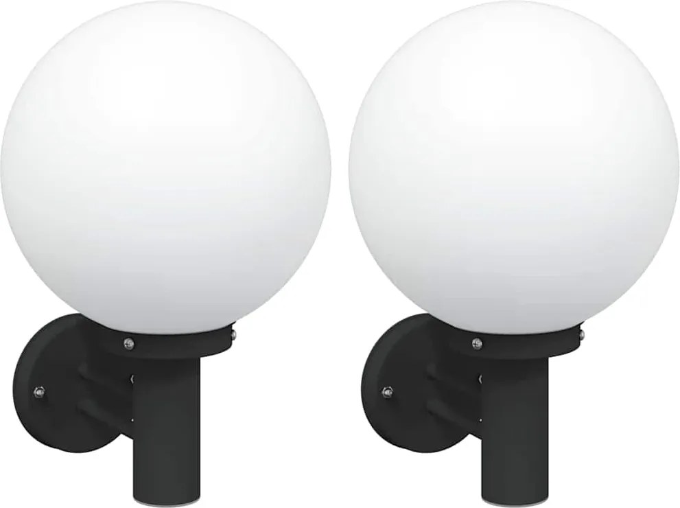 vidaXL Lumină de perete pentru exterior 2 pcs Negru 28 x 25 x 38 cm