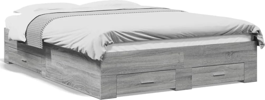 vidaXL Cadru de pat cu sertare gri sonoma 120x200 cm lemn prelucrat