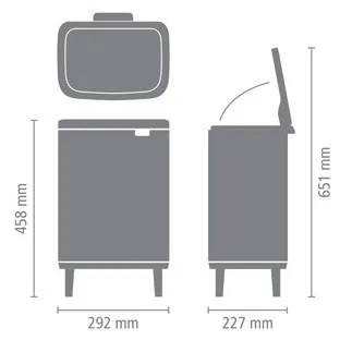 Coș Brabantia Bo Small Hi 1006650, 12 l, Deschidere lină și silențioasă, Bază antiderapantă, Rezistent la amprente, Inox