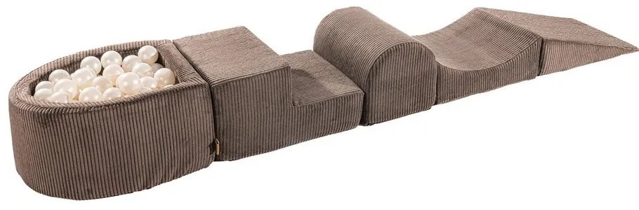 Teren de joacă din spumă maro 5 buc. din catifea reiată înălțime 30 cm 250x45 cm Montessori – Meowbaby