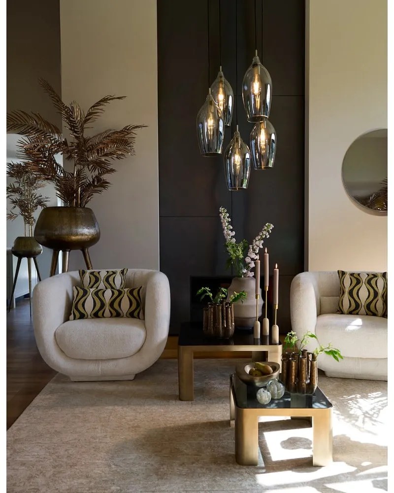 Lustră gri închis/în culoarea bronz cu abajur din sticlă ø 45 cm Lukaro – Light &amp; Living