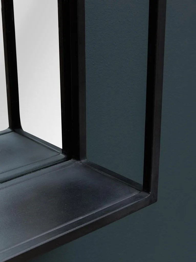 Oglinda de perete, neagra, din metal, Square