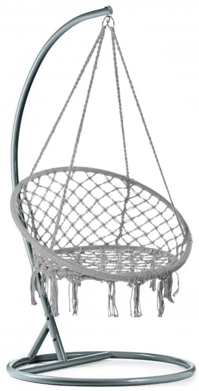 Fotoliu suspendant gri KOLUMBIA cu suport