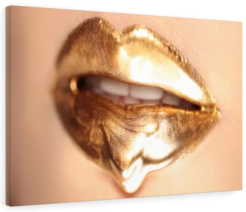 Tablou canvas Gold Lips 120x80 cm