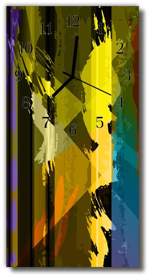 Ceas de perete din sticla vertical Arta colaj de culoare