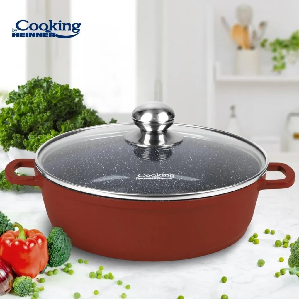 Cratiță din aluminiu cu capac 36x9.5 cm, 8.8L – Cooking by Heinner, Colecția Calabria HR-JLG-J36JCR, pentru familii mari sau conserve