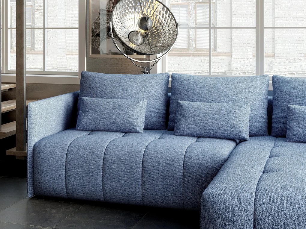 Colțar extensibil dumonde cu ladă de depozitare si sezut confortabil din spuma high-density, Malta Enjoy Blue II 235x185 cm