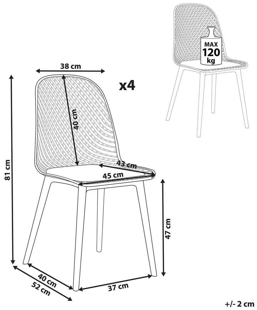 Set 4 buc scaun tip bar Erielle (albastru). 1078732