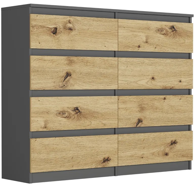 Comoda cu 8 sertare R-120-S8 - diferite variante de culoare antracit mix alb