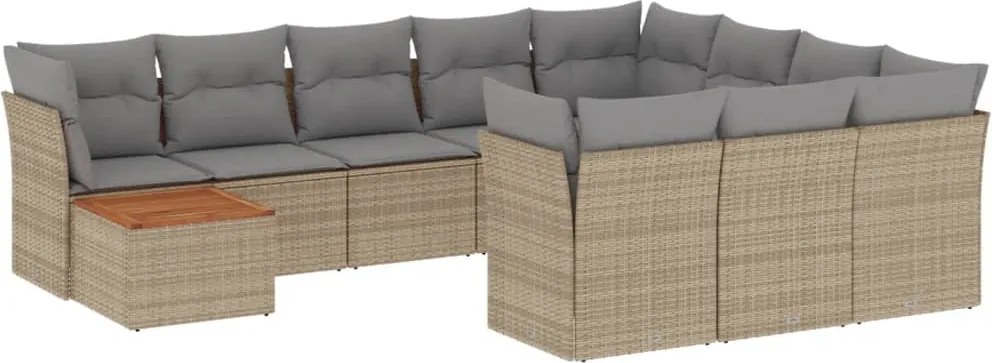vidaXL Set canapele de grădină cu perne, 11 piese, bej, poliratan