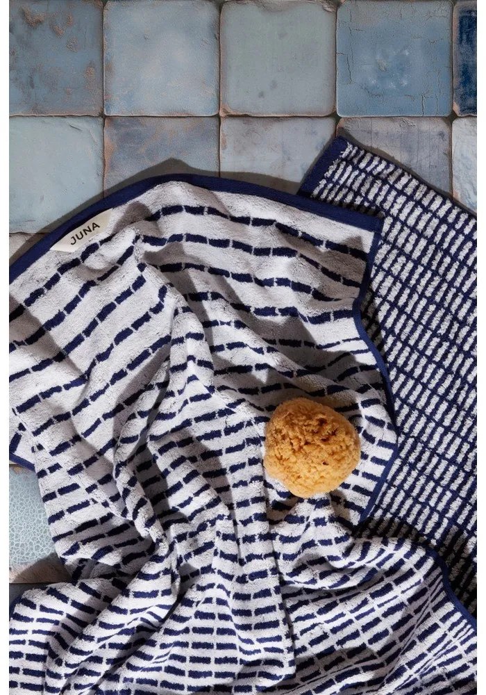 Prosop alb/albastru din amestec de bambus din frotir 70x140 cm Nuance – JUNA