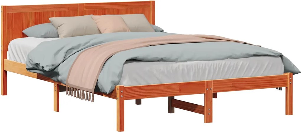 vidaXL Cadru de pat Maro 150 x 200 cm Lemn masiv de pin