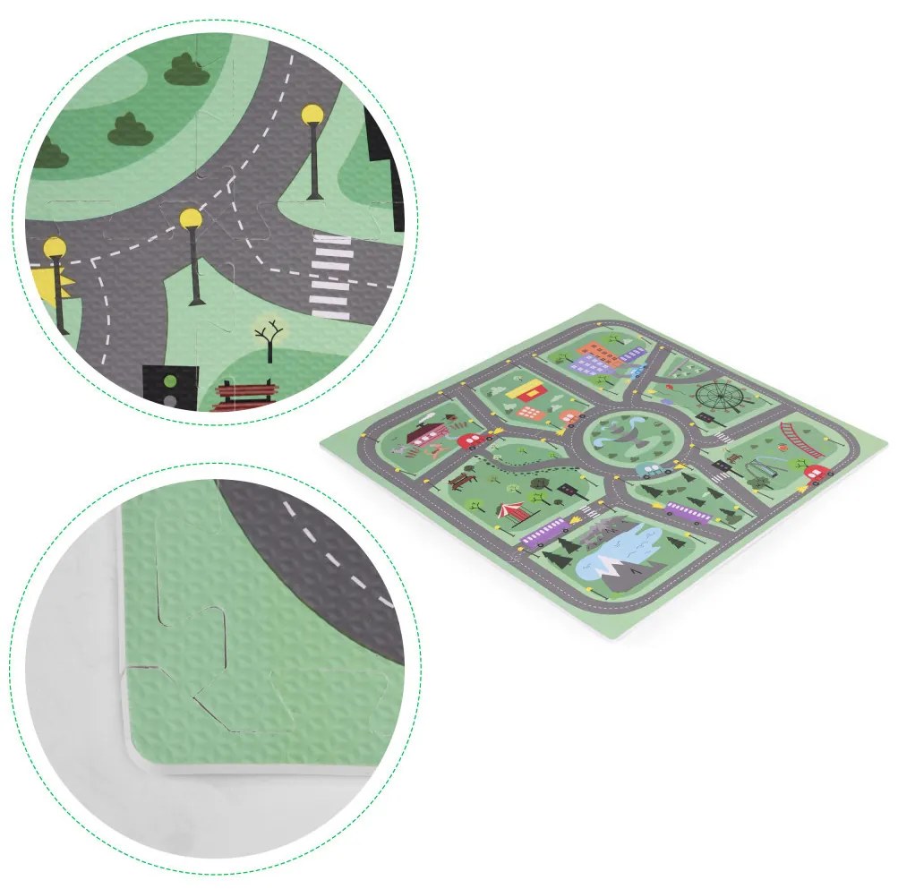 Covor de joacă din spumă EVA pentru copii City 90,5x90,5 cm 21 bucăți