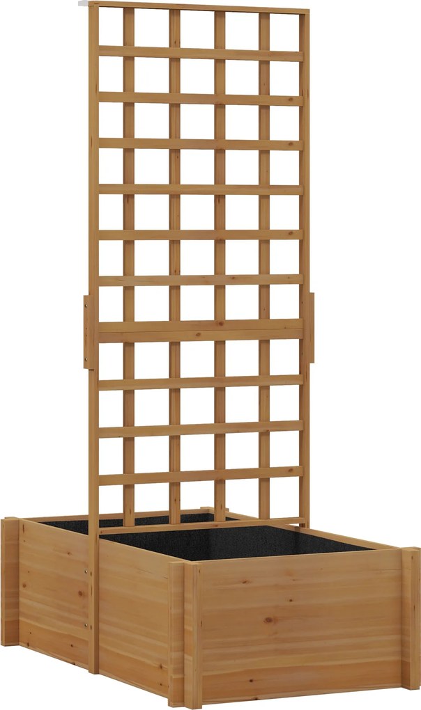 Outsunny Jardinieră cu spalier, ghiveci din lemn pentru plante cățărătoare, legume, 100 x 60 x 150 cm, natural | Aosom Romania