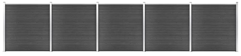 Set de panouri de gard ,WPC , 872x186 cm, negru 1, Negru, 5 sectiuni
