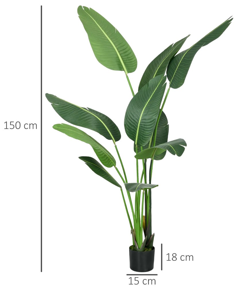 HOMCOM Palmierul Calatorilor Artificial de 5 metri Cu Ghiveci, Planta Artificiala, Pentru Decorarea Camerei De Zi, Biroului De Acasa | Aosom Romania