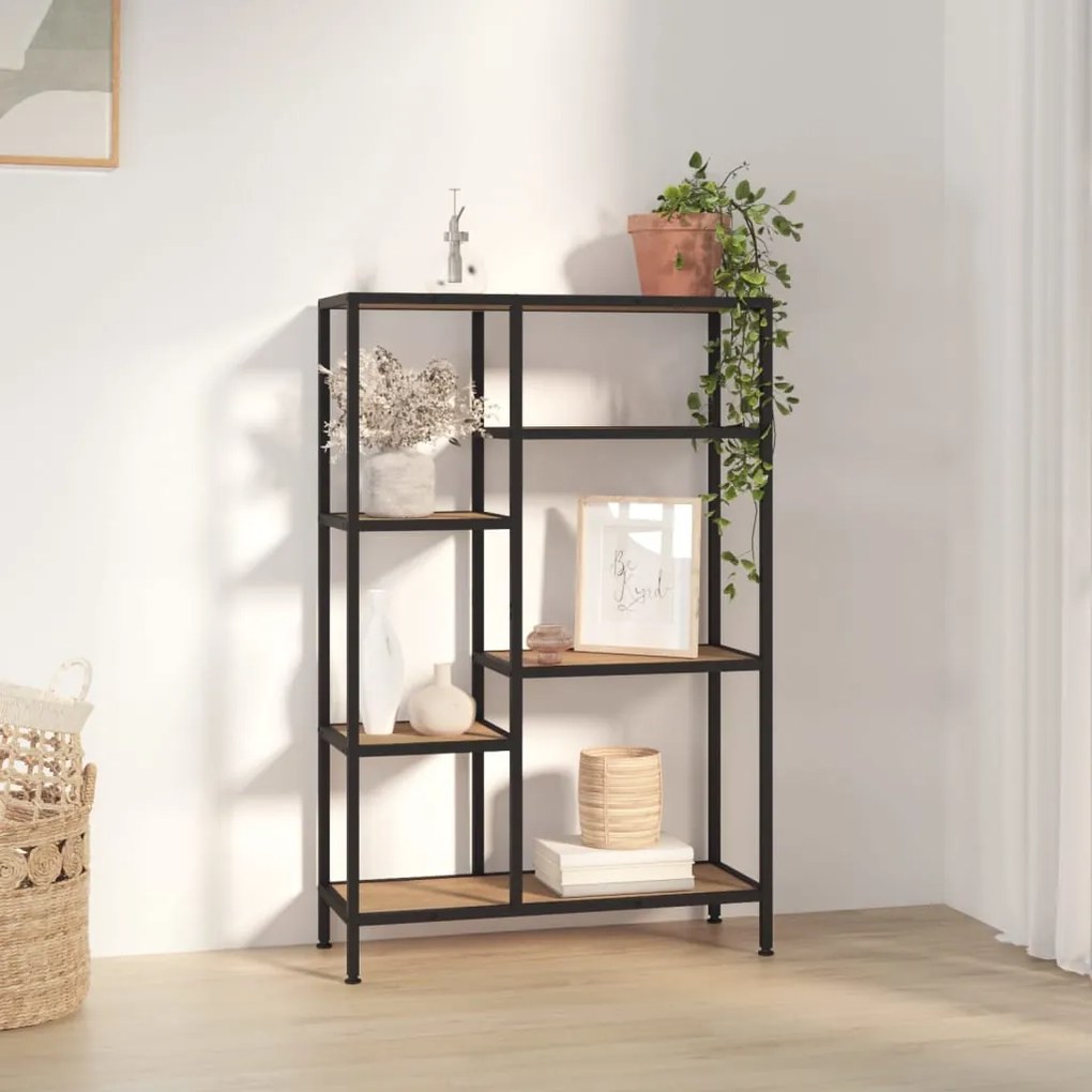Biblioteca, 80x30x120 cm, otel si lemn prelucrat