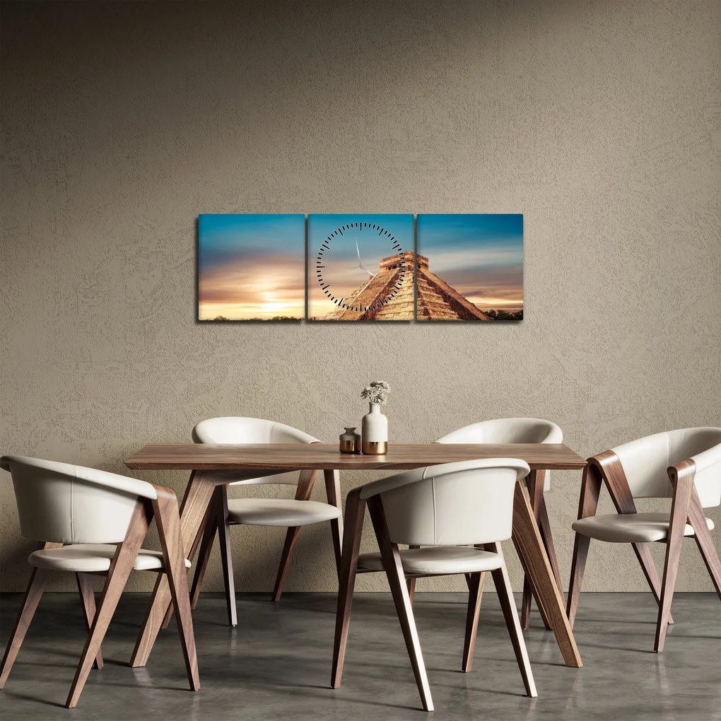 Tablou - Monumente renumite maiașe (cu ceas) (90x30 cm)