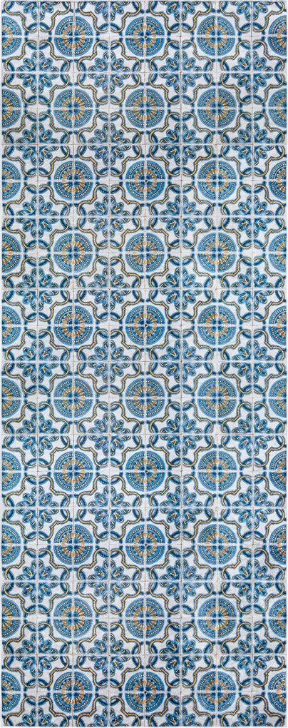 ANDRE 53020 covor lavabil gresii de Lisbona, bucatarie, anti-alunecare - albastru / bej