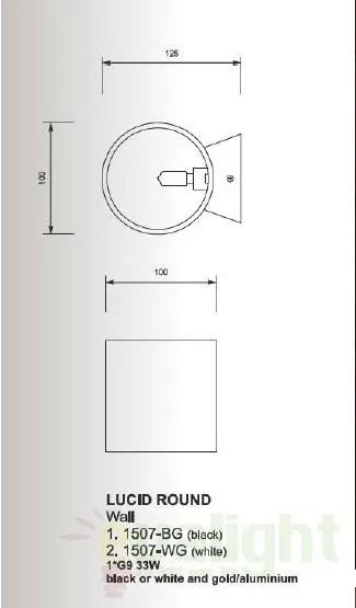 Aplica de perete design modern Lucid Round negru 1507-BG