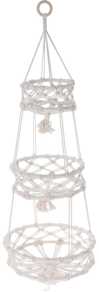 Suport suspendat pentru plante Makrame, cu 3 ghivece, Ø 30 x 85 cm