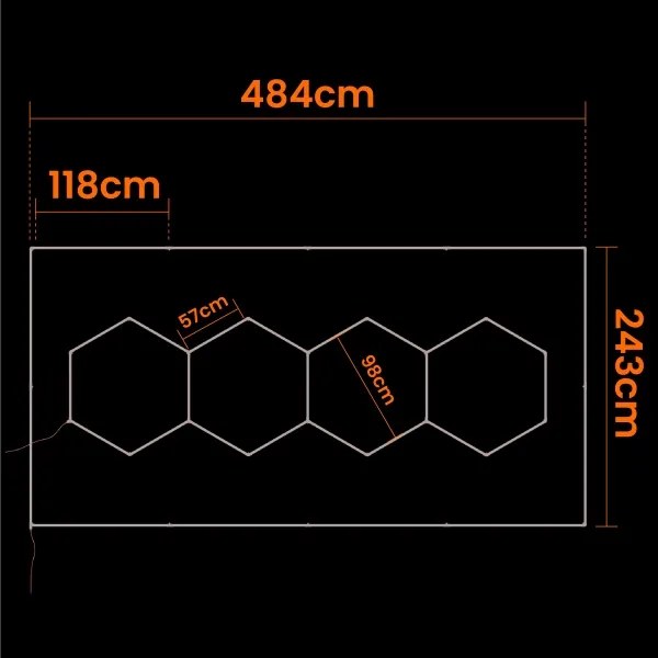 Plafonieră LED 426W, 85-265V, 4000K, 484x243 cm, CRI 90, IP44, albă