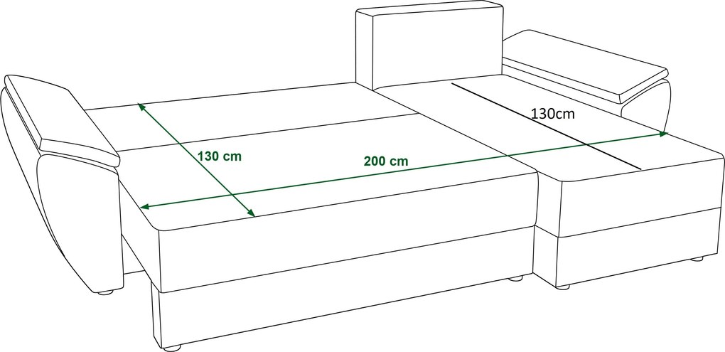 Canapea extensibila de colt reversibila LIVARO 251x140 cm, gri deschis