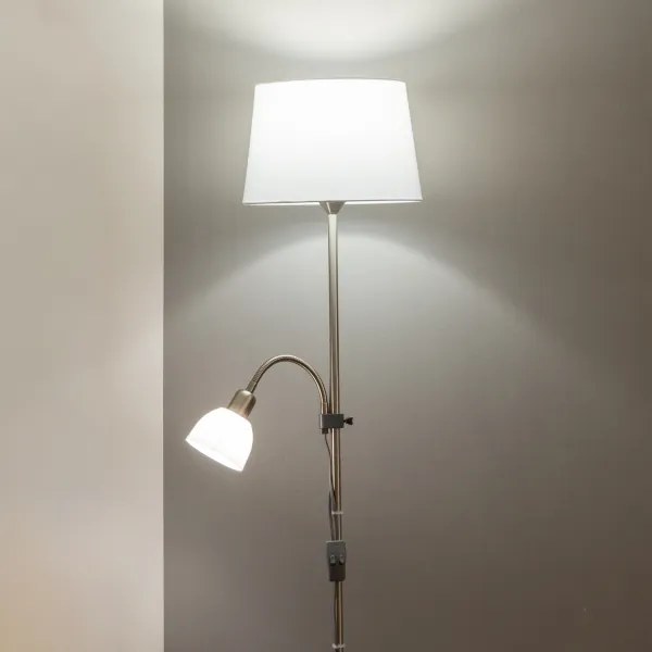Brilagi - Lampă de podea CERIA 2 în 1, 1xE27/100W/230V + 1xE14/25W, crom mat/alb