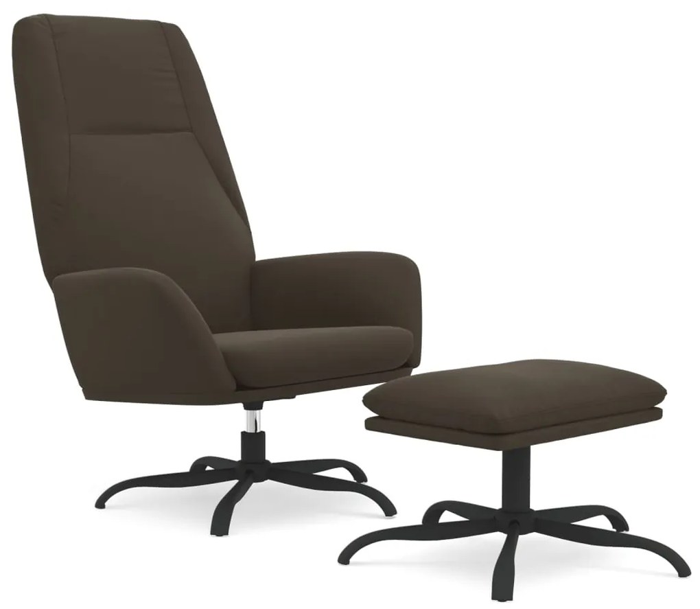 3097862 vidaXL Scaun de relaxare cu taburet, gri închis, microfibră