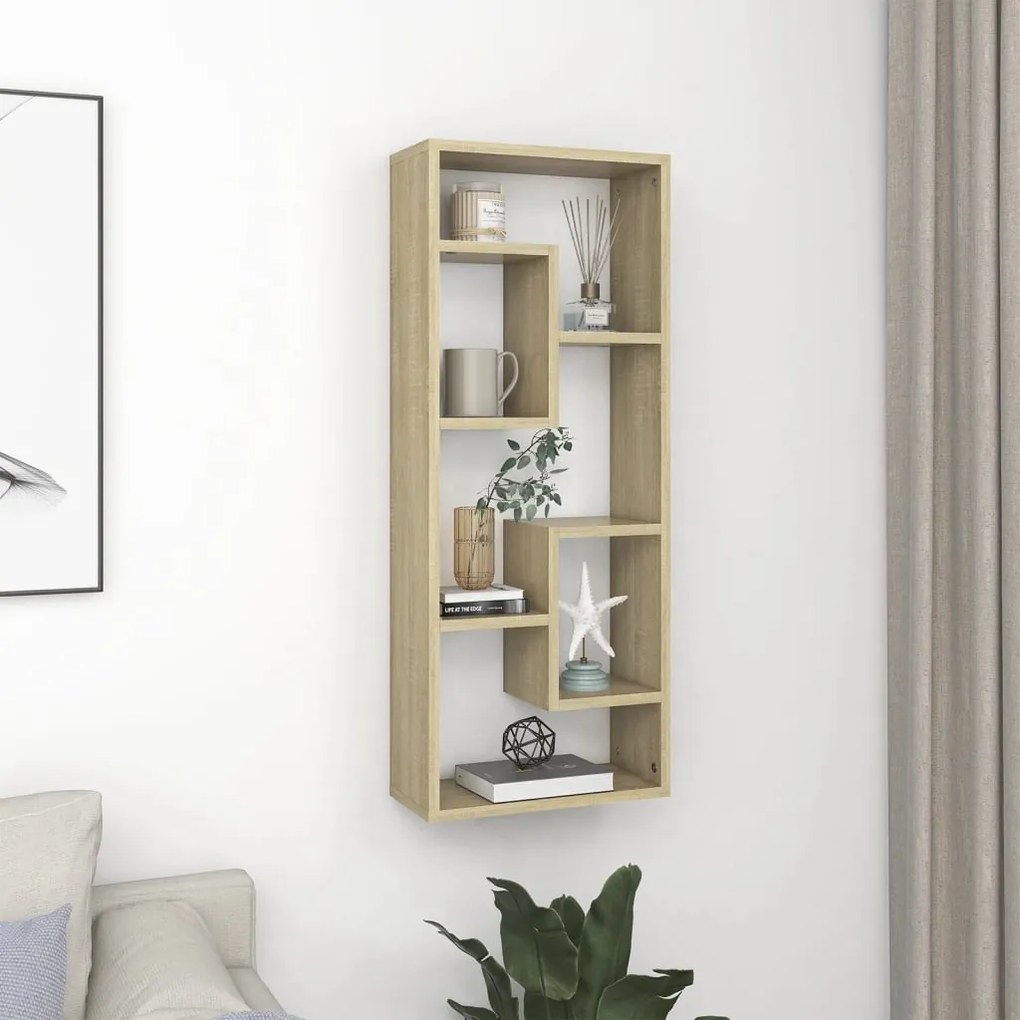 vidaXL Raft de perete, stejar sonoma, 36x16x90 cm, lemn prelucrat