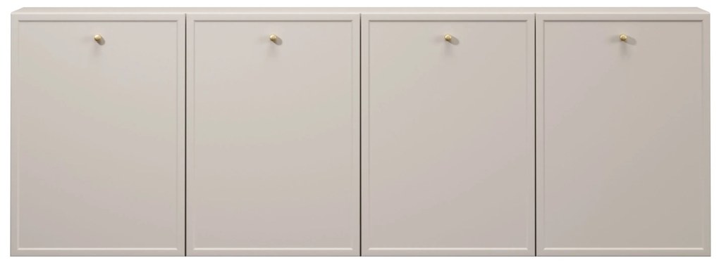 Comodă suspendată cu patru uși Lorini 200 cm - cashmere / mânere aurii
