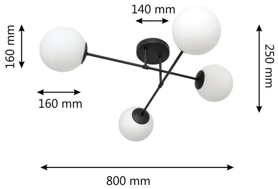 Lustră aplicată MOON 4xE27/15W/230V negru