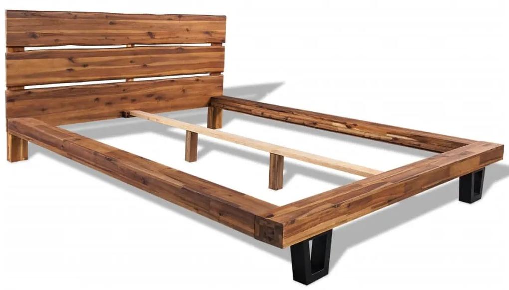 244997 vidaXL Cadru de pat din lemn masiv de acacia 140 x 200 cm